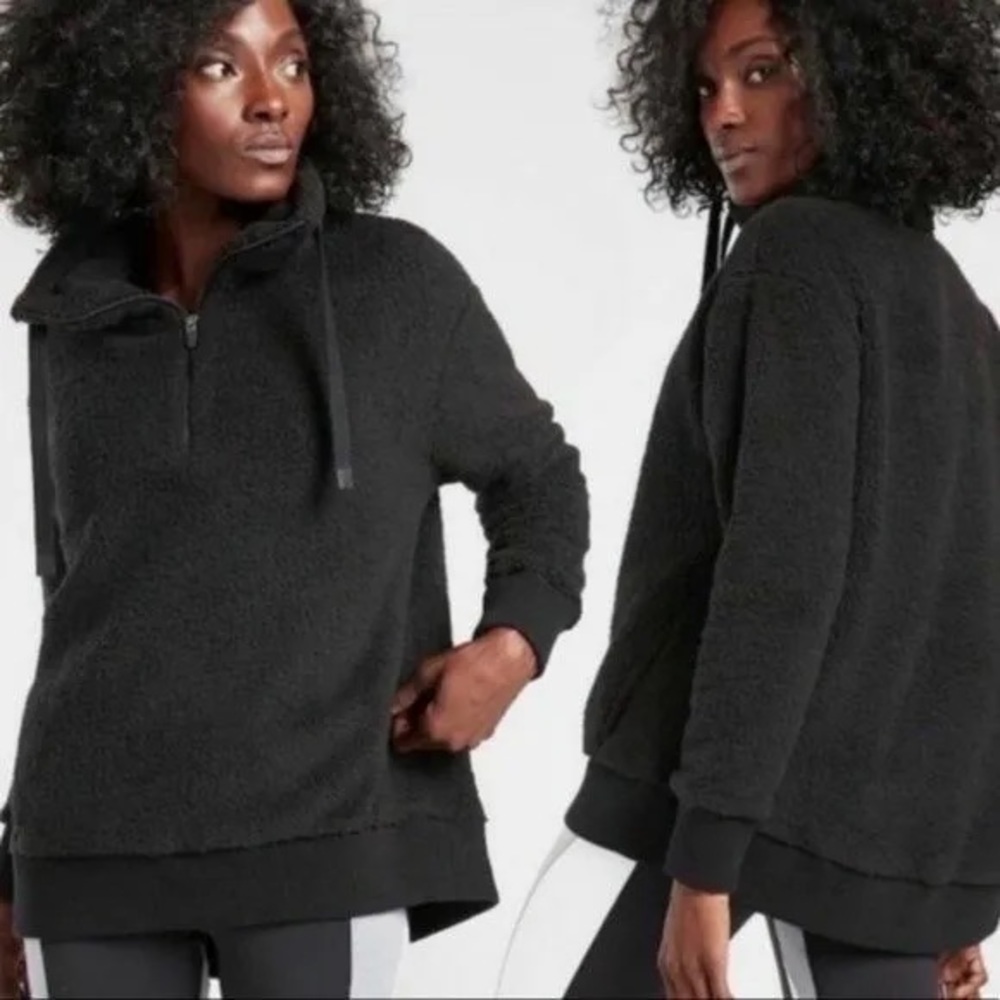 Athleta Talus Sherpa Half Zip Medium Black